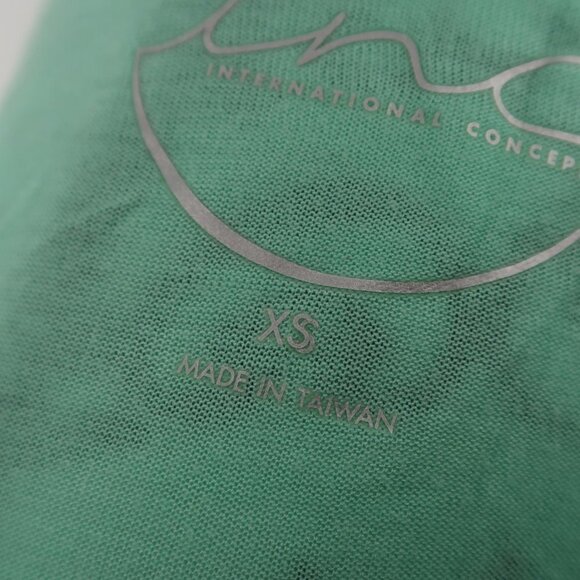 INC International Concepts Teal Semi Sheer T-Shirt Rhinestone Detail Sleeves XS - Picture 9 of 9